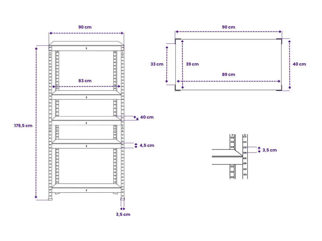 Galvanized metal rack Mamutex Standard 1800x900x400 mm - 5 shelves, load capacity 875 kg