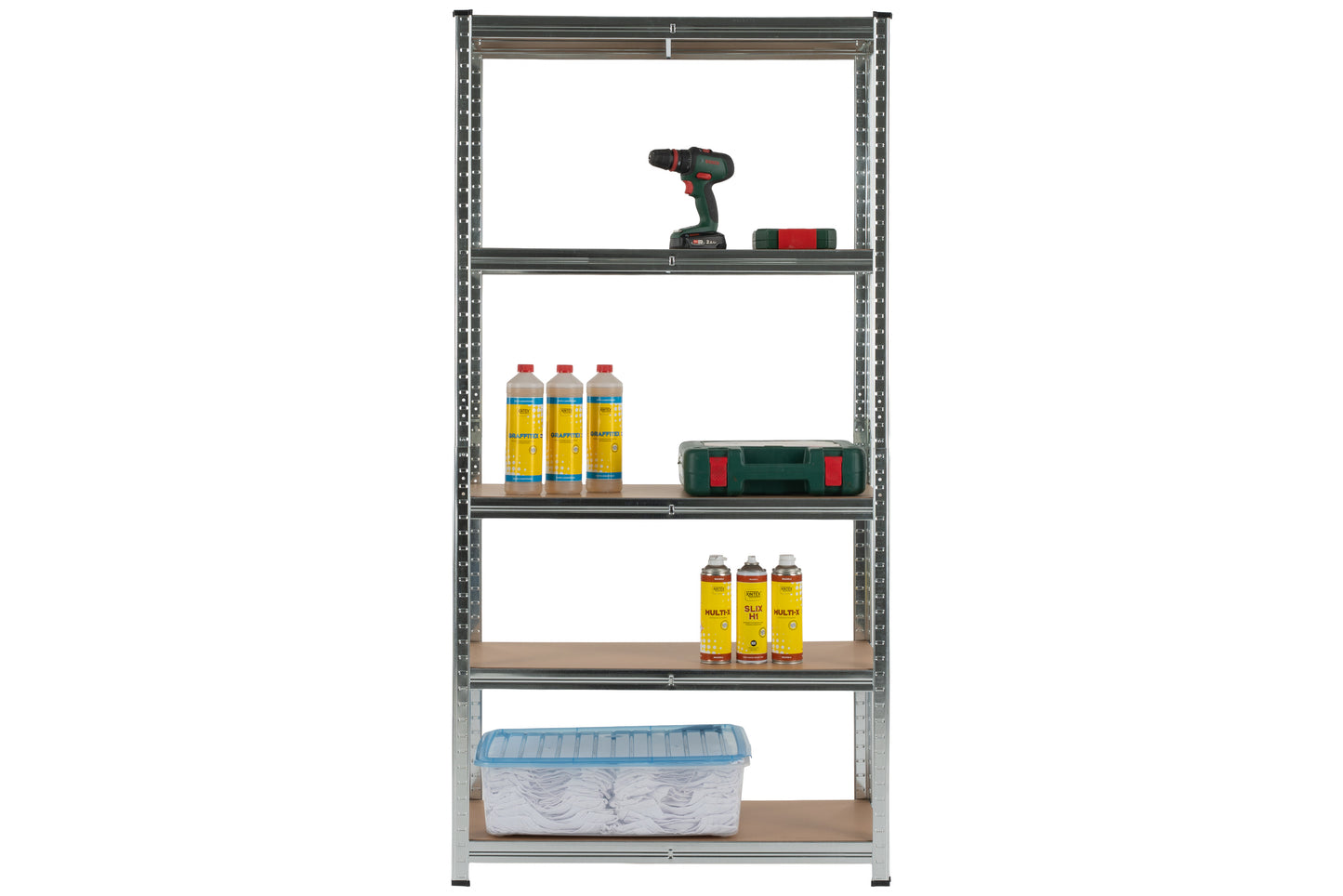 Regál MAMUTEX 180x90x40 cm, nosnost 875 kg, zinkovaná konstrukce, 5x MDF police