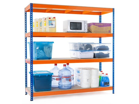 511 lakovany modro oranzovy regal mamutex standard 1800x1200x600 mm 4 police nosnost 2000 kg